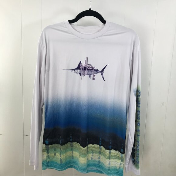 Guy Harvey Marlin Pro UVX Performance Long Sleeve Shirt in White size S - Picture 1 of 7